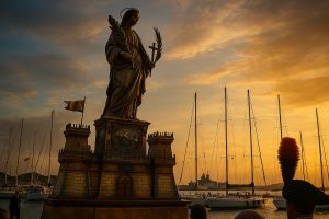 Reliquiario monumentale di Santa Giulia durante la processione del 22 maggio al Porto Mediceo di Livorno