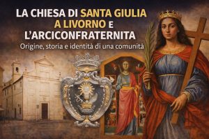 Chiesa di Santa Giulia a Livorno con stemma dell’Arciconfraternita e pala di Santa Giulia, simbolo del Cammino di Santa Giulia